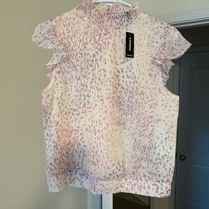 Express Women's Sleeveless Ruffle Blouse - Pink and Lavender